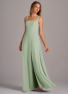 Azazie Debra Bridesmaid Dresses Dusty Sage A-Line with Pockets Chiffon Convertible Dress image2