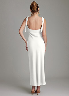 Azazie Luddie Brautjungfernkleider Meerjungfrau-Linie Schleifen Chiffon Kleid Weiß image6