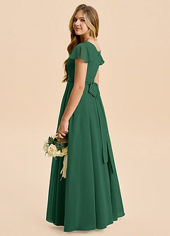 Azazie Cady Junior Dark Green A-Line Pleated Chiffon Dress image6
