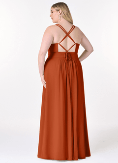 Azazie Farren Bridesmaid Dresses Burnt Orange A-Line Pleated Chiffon Convertible Dress image11