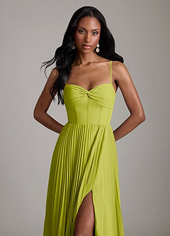 Azazie Akiko Bridesmaid Dresses Lemongrass A-Line Sweetheart Neckline Chiffon Dress image2