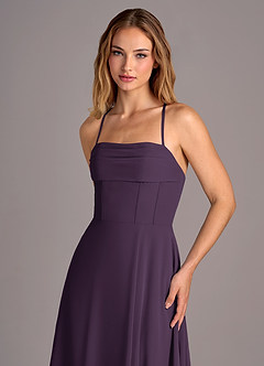 Azazie Carolyn Brudtärnklänningar Klänning av A-Linje i Chiffong Plisserad Plommon image2