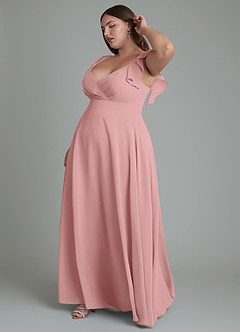 Azazie Leilani Bridesmaid Dresses Dusty Rose A-Line Pleated Chiffon Dress image10