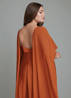 Azazie Stefania Robes de demoiselle d'honneur Robe Trapèze en Satin extensible Cannelle image15