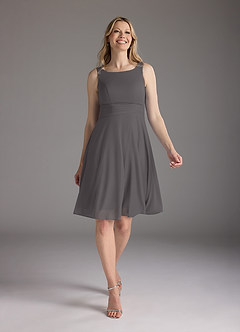 Azazie Sunny Mother of the Bride Dresses Steel Grey A-Line Pleated Mesh Dress image5
