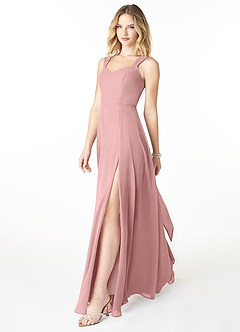 Azazie Julie Bridesmaid Dresses Dusty Rose A-Line Sweetheart Neckline Chiffon Dress image3