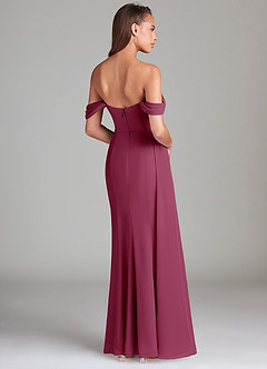 Azazie Amyra Bridesmaid Dresses Mulberry Sheath Off the Shoulder Chiffon Convertible Dress image5