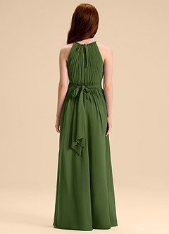 Azazie Malone Junior Vestido de Oliva de Gasa de Corte en A con Plisado image2