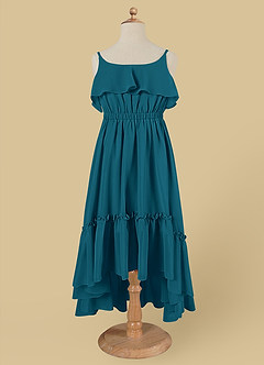 Azazie Karmen Flower Girl Dresses Ink Blue A-Line Ruched Chiffon Dress image6