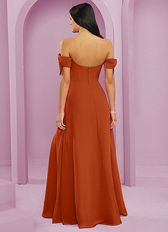 Barbie ♥ Azazie Bridesmaid Dresses Burnt Orange A-Line Off the Shoulder Chiffon Convertible Dress image2