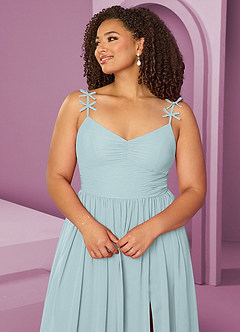 Barbie ♥ Azazie Bridesmaid Dresses Mist A-Line Pleated Chiffon Dress image6