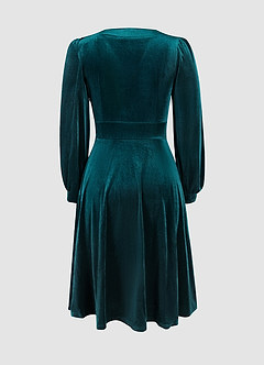 Crushin' It Dark Emerald Green Velvet Long Sleeve Maxi Dress image2