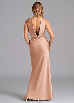 Azazie Lusinda Robes de demoiselle d'honneur Robe Sirène en Satin extensible Sans bretelles Or Rose image7