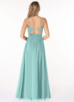 Azazie Yanelie Slutförsäljning Klänning av A-Line i Chiffong Scoop Plisserad Scarlet image2