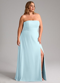 Azazie Wren Bridesmaid Dresses Cloud Blue A-Line Side Slit Chiffon Convertible Dress image11