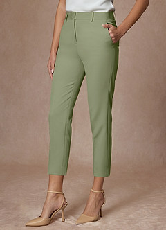 front Whitney Pistachio Refined Weave Performance Cropped Pants Suit