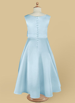 Azazie Lindy Flower Girl Dresses Sky Blue A-Line Pleated Matte Satin Dress image14