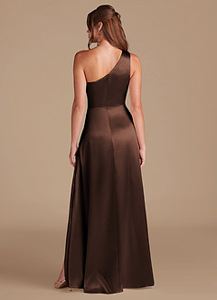 Azazie Brooke Vestidos de damas de honor Vestido de Ganache de Satén Metálico de Corte en A con Hombro unilateral image7