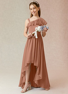 Azazie Mango Junior Bronzer A-Line Ruched Chiffon Dress image4