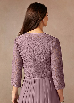 Azazie Ainsling Abiti per la Madre della Sposa Abito A-Line in Chiffon in Pizzo con Scollo Quadrato Rosa Polverosa image9