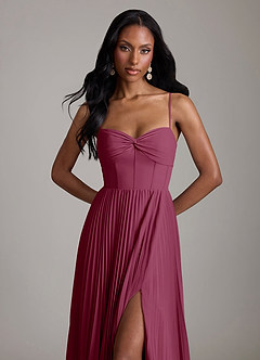 Azazie Akiko Bridesmaid Dresses Mulberry A-Line Sweetheart Neckline Chiffon Dress image2