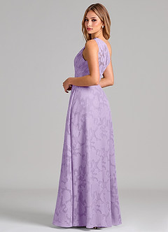 Azazie Phaedra Brautjungfernkleider A-Linie One-Shoulder Blumen-Burnout Kleid Flieder image2