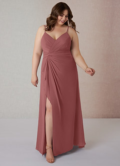 Azazie Emerald Bridesmaid Dresses Amethyst A-Line Ruffled Chiffon Dress image7