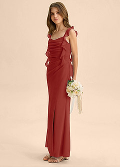 Azazie Jessamine Junior Terracotta Mermaid Sweetheart Neckline Chiffon Dress image5