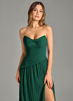 Azazie Becka Bridesmaid Dresses Emerald A-Line Strapless Chiffon Dress image6