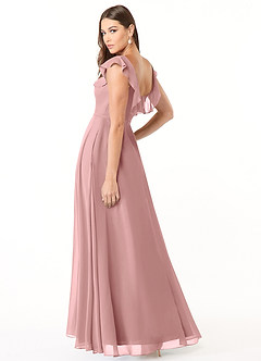 Azazie Jinny Brautjungfernkleider A-Linie Quadratischer Ausschnitt Gerüscht Chiffon Kleid Altrosa image7
