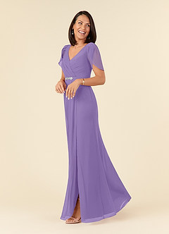 Azazie Marianne Mother of the Bride Dresses Tahiti Sheath V-Neck Pleated Chiffon Dress image3