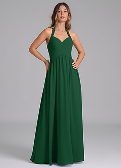 Azazie Darlyn Bridesmaid Dresses Dark Green A-Line Sweetheart Neckline Chiffon Dress image4
