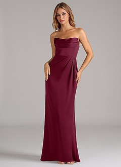 Azazie Johana Robes de demoiselle d'honneur Robe Sirène Convertible en Satin extensible Épaule décolletée Mûre image5