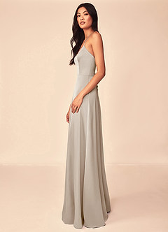 Azazie Mei Bridesmaid Dresses Frost A-Line V-Neck Stretch Satin Dress image4