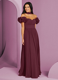 Barbie ♥ Azazie Abiti da Damigella Abito Convertibile A-Line in Chiffon a Spalla Scoperta Cabernet image15