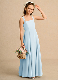 Azazie Tater Girls Formal 플라워 걸 드레스 A라인 주름진 쉬폰 플로어 길이 드레스 image3