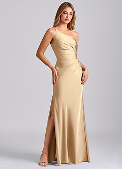 Azazie Marseli 신부 들러리 드레스 인어 한쪽 어깨 스트레치 새틴 바닥 길이 드레스 image4