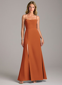 Azazie Tahlia Abiti da Damigella Abito A-Line in Chiffon Con Cintura Cannella image4