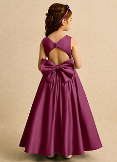 Azazie Nellia Robe Demoiselle D'honneur Fillette Robe Trapèze en Mat Satiné Arc Mûre image1