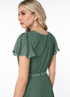 Azazie Kara Bescheiden Bruidsmeisjekleding A-Lijn Geplooid Chiffon Vloerlengte Jurk image6