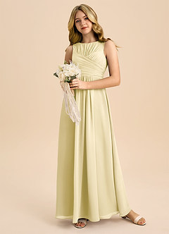 Azazie Skyla Junior A-Linie Plissee Chiffon Kleid Zitronensorbet image5