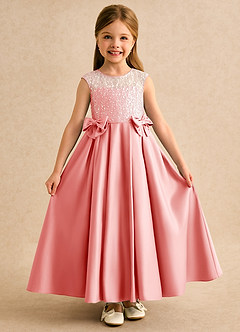 Azazie Candy Girl Flower Girl Klänningar Klä Balklänning i Matt satäng Rosett image1