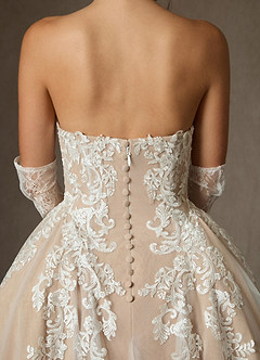 Azazie Sonnet Wedding Dresses Diamond White Champagne Ball-Gown Strapless Lace Dress image8
