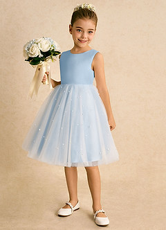Azazie Esme Robe Demoiselle D'honneur Fillette Robe Princesse en Tulle Arc Poudre Bleue image2