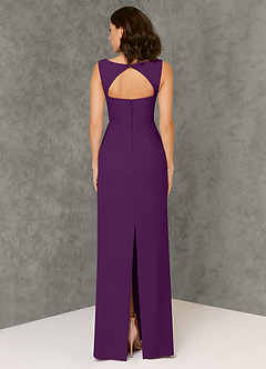 Azazie Flori Bridesmaid Dresses Grape Sheath Square Neckline Chiffon Dress image2