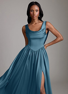 Azazie Novi Bridesmaid Dresses Bermuda A-Line with Pockets Stretch Satin Dress image3