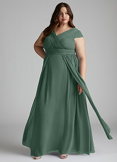 Azazie Organa Bridesmaid Dresses Sea Moss A-Line Pleated Chiffon Dress image7