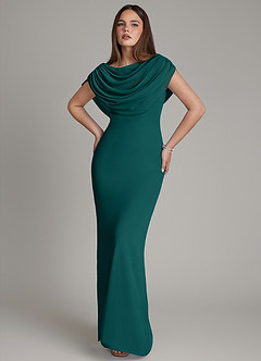 Azazie Hadley Brautjungfernkleider Meerjungfrau-Linie Plissee Chiffon Kleid Pfau image10