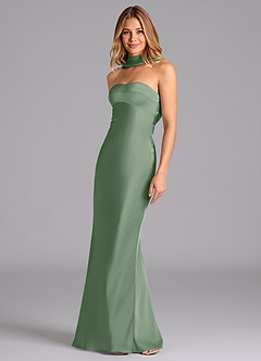 Azazie Lusinda Bridesmaid Dresses Matcha Mermaid Strapless Stretch Satin Dress image1