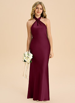 Azazie Chickie Junior Etui Plissee Stretch-Satin Kleid Maulbeerrot image3